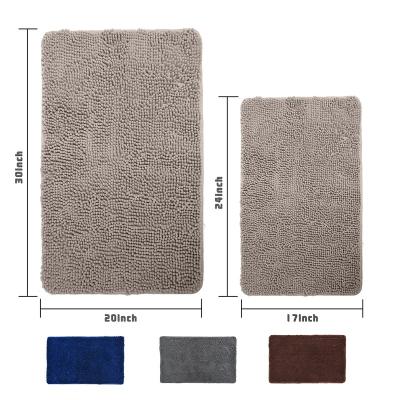 China Anti Slip Cover Bathroom Floor Mat Durable Comfortable Absorbent Chenille Washable Bath Mat for sale