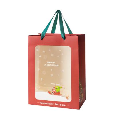 China JAYWOOD Materials JAYWOOD Recycled Transparent Christmas Eve Apple Gift Bag Christmas Window Gift Bag Flower Wrapping Paper Bag for sale