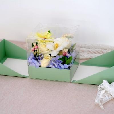 China New Style 16cm Rose Wholesale Hand Soap Flower Packaging Reused Wedding Artificial Flower Folding Box Materials for sale