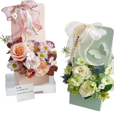 China New Recycled Material Design Korean Style Handmade Mother's Day Flower Box Roses Packaging Floral Gift Box Wholesale for sale