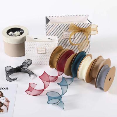 China JAYWOOD 4cm Ribbon Tulle Ribbon Flower Viable Edging Bouquet Wrapping Bow Ribbons Paper Decoration Gift Flower Wrapping Material for sale