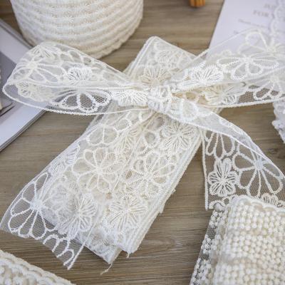 China JAYWOOD Viable Lace Wrap Mesh Flower Bouquet Cake Gift Wrapping Ribbon Tie Ribbon Embroidery Ribbon for sale