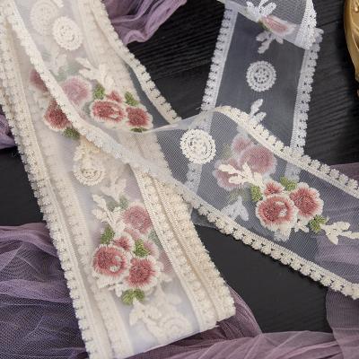 China JAYWOOD Viable Lace Wrap Mesh Flower Bouquet Cake Gift Wrapping Ribbon Tie Ribbon Embroidery Ribbon for sale