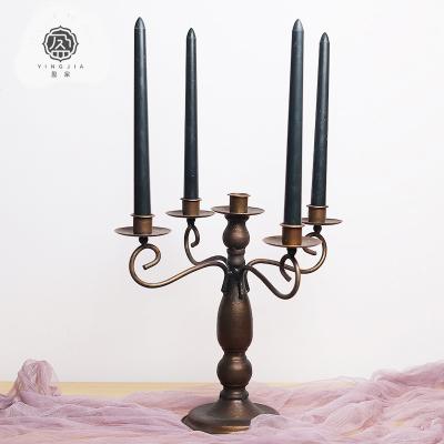 China JAYWOOD Vintage Europe Five Headed Candle Holder Iron Tall Bouquet Wedding Table Props Decorative Ornament Candlestick for sale