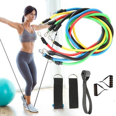 China 11pcs/set High Elasticity Fitness Equipment Pilates Tubes, Elastic Bands Gym Workout Resistance Bands for sale