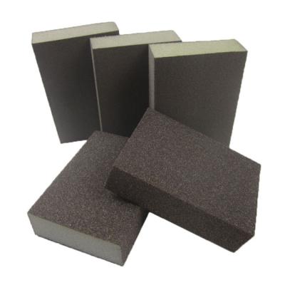 China Hot Selling 2019 Sharpness Aluminum Oxide Flexible Square High Quality Multifunctional Abrasive Foam Sponge Sanding Block for Wood Metals for sale