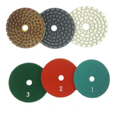 China Resin 4Inch 3 Step Diamond Floor Polishing Buffing Pad For Granite Marble for sale