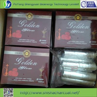 China Gold Glow Quality Hardwood Hookah Shisha Smokeless Premium Charcoal for sale