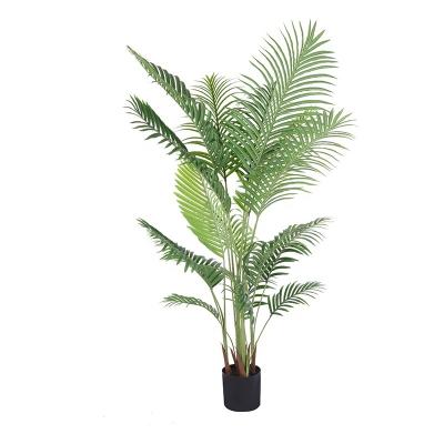 China Minimalist Artificial Indoor Outdoor Tropical Palm Bonsai Plam Tree Plastic Plants Green Plant For Home Decor 140cm for sale