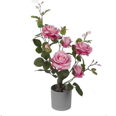 China Indoor rose flower home flower potted table flower decorative realistic artificial rose bush rose for sale