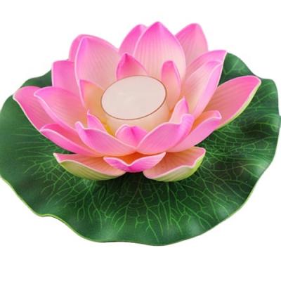 China Wholesale artificial eva foam flowers floating water lantern garden pond decoration lotus for home deco garden pond decoration for sale