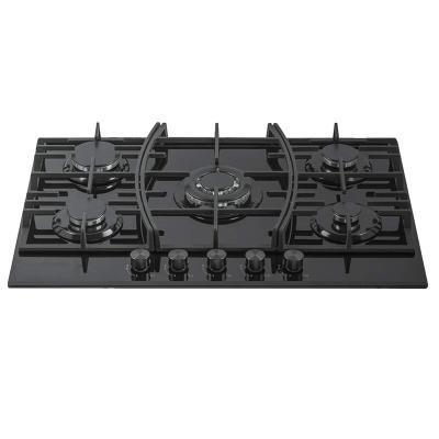 China Tempered Glass 5 Burner Hot Sale Household Gas Integrated Hob for sale