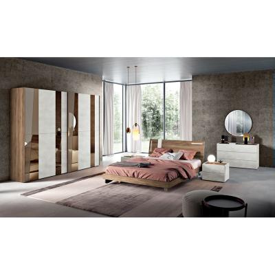 China (Size)Adjustable European Hotel Apartment Queen Size Bedroom Furniture Furniture Sets With Mirror Sliding Door Wardrobe for sale