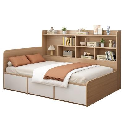 China Contemporary Wholesale Single Size Durable Wooden 18mm Bed For Adult And Kids With Full Storage Sapce And Shelf for sale