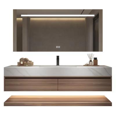 China Double Sink Bath Vanity Cabinets Modern Luxury Floating Smart Mirror Led Waterproof Bathroom Light Storage Bathroom Vanities for sale