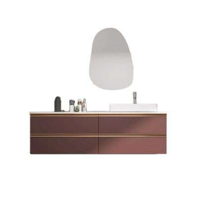 China Hotel Modern Apartment Style Fashion Single Basin Bath Vanity Cabinet Double Set With Makeup Mirror Dresser 32 Inch for sale