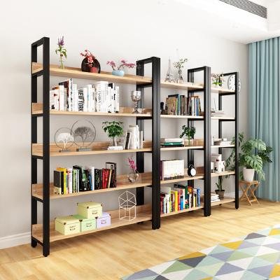 China (Other)Adjustable Shelf Bookcase Book Storage Iron Show Modern Industrial Wood Furniture Liberia Home Office Furniture Living Room for sale