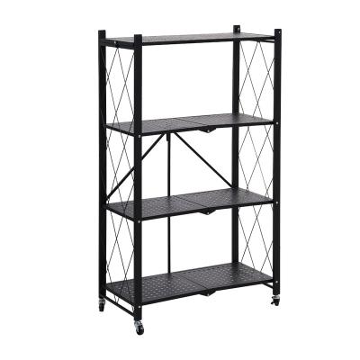 China Viable 3-6 Layer Screwless Metal Kitchen Shelf Foldable Movable Rack Rack Multifunctional Kitchen Storage Rack for sale