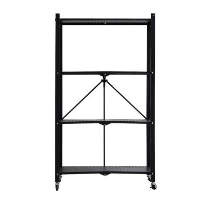 China 5 layers sustainable steel folding shelf with casters 3 layers and 5 layers folding metal mobile shelf for sale