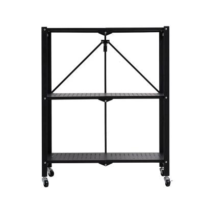 China Viable Foldable Multi Functional Multi Layer Shelves Kitchen Metal Steel Rack With Wheels Storage Racks for sale