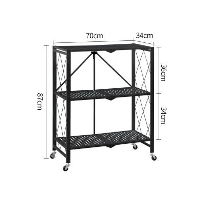 China High Quality Viable Chinese Household Metal Grid Shelf Kitchen Display Pallet 3-Tier Folding Stainless Steel Storage Rack for sale