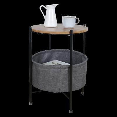 China (Other) Simple Stylish Adjustable Metal Round Side Table With Wooden Tray And Storage Bag for sale