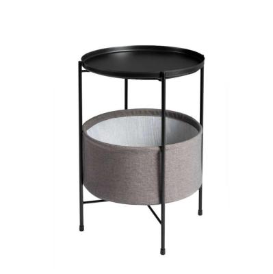 China (Other) Adjustable Single Metal Round Side Table With Wooden Tray And Storage Bag for sale