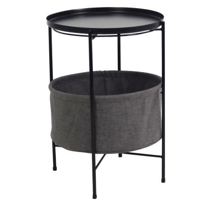 China (Other) Adjustable Single Side Cabinets 2 Layers Tea Table Modern Wooden Side Table Black Color for sale