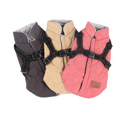 China New Viable Style|Dog Sweater Winter Coat Vest Cold Pet Cotton Clothes Puppy Jacket Doggies With Leash for sale