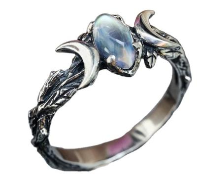 China Other Hot Selling New Product Alloy Moonlight Geometric Gemstone Rings For Women for sale