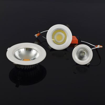 China Modern dimmable 3 years warranty cob recessed led downlight 98mm 125mm cob 8w 12W trims 60 degree around 30w 210mm cut for sale