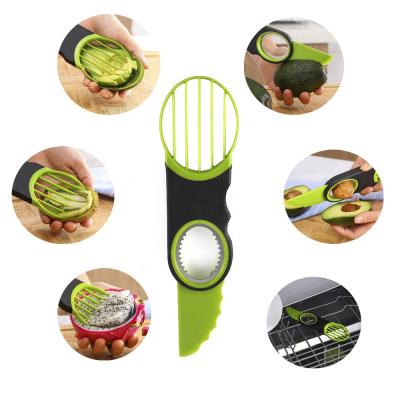 China Amazon Kitchen Tools Sustainable 2020 New Products 3 in 1 avocado tool knife+slicer+ seeder for sale