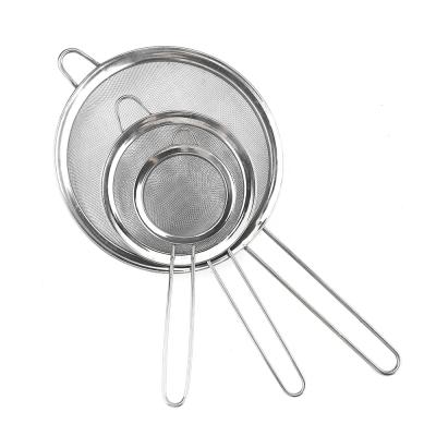 China Sustainable 3 Kitchen Tool Good Mesh Strainer Tea Mesh Strainer Stainless Steel Set for sale