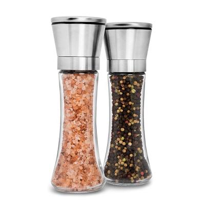 China CLASSIC Premium Stainless Steel Round Adjustable Ceramic Grinder Core Mill Salt and Pepper Set for sale