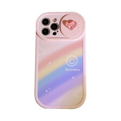 China Rainbow Pattern Inclusive Shockproof Camera Lens Protective Insist Phone Case For iphone 14 pro 13 12 11 max window cove for sale