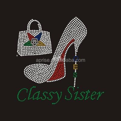 China Flatback Aprise - Oriental Sister Classic Heel Star OES Rhinestone Transfer Iron On Pattern for sale