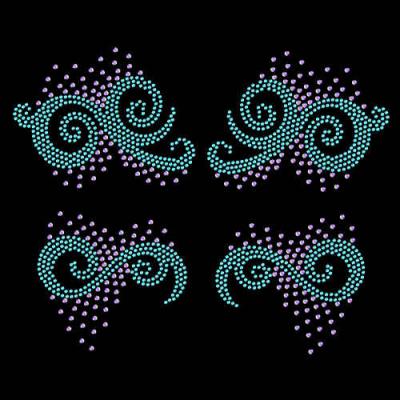 China Flatback Bling Iron On Random Cheer Arch Rhinestone Swirl Transfer Trim Appliques for sale