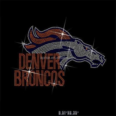 China Flatback Aprise - Football Team Denver Bronco Hotfix Rhinestone Iron On Transfer Pattern Custom Design for sale