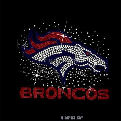 China Flatback Aprise - Football Team Hotfix Denver Broncos Iron On Rhinestone Heat Transfer Pattern for sale