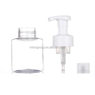 China Foam Bottle 250ml Clear Plastic Bottle PET Bottle Square Shape Pump Body Wash Lotion Shower Gel Press Bottle for sale