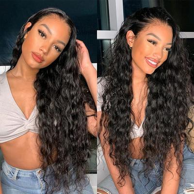 China Baby Hair Around 13X6 Lace Front Wigs 24 Inch Pre Plucked With Baby Hair HD Transparent Unprocessed Indian Hair Water Wave Real Wigs for sale