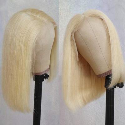 China Baby Hair Around Gluless 613 Blonde 613 Bob Lace Front Wigs Human Hair Short Headband Colored Silky Straight 13x4 Lace Melt Wigs Bleached for sale