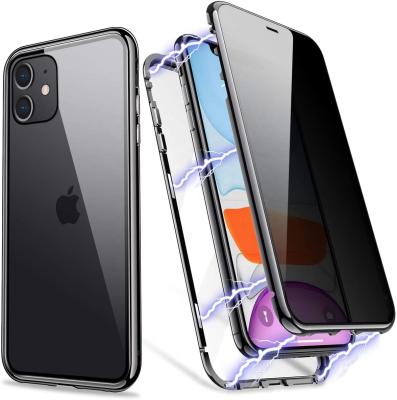 China ZHIKE Fashion New Fashion Full Anti-peep 9H Magnetic Black Tempered Glass Mobile Phone Case For iPhone 11 for sale