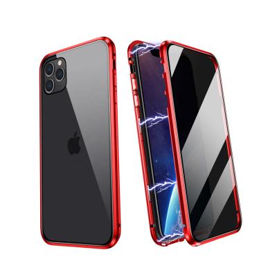 China ZHIKE New Fashion Metal Desgin Magnetic Adsorption Phone Case Ultra Thin View Fit Tempered Glass For iphone11/11pro/11pro max for sale