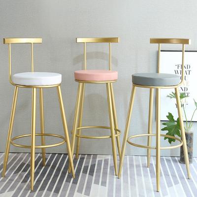 China Modern Minimalist Design Gold Stainless Steel Party Metal Bar Stools Bar Chairs With Canary Yellow Velvet Upholstery for sale