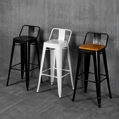 China Modern Modern Metal Bar Cafe Restaurant Bar Stool Chairs With Wood Cushion for sale