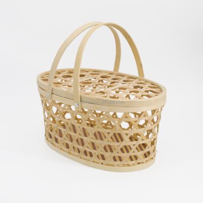 China Sustainable Cheap Natural Oval Bamboo Woven Basket Handmade For Storage China for sale