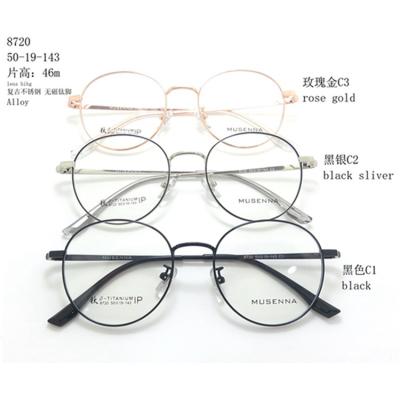 China New universal hot-selling titanium single male and female MUSENNA fashion process design optical frame 8720 for sale