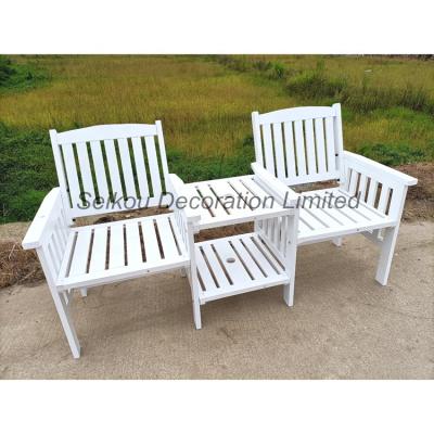 China High Back Lovers Garden Chair Wooden Loveseats Chair Modern Wooden Furniture Chair With Table for sale