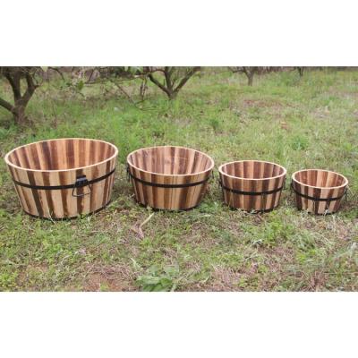 China 2017 New Design Modern Wooden Barrel Pot Garden Wooden Flower Planter for sale